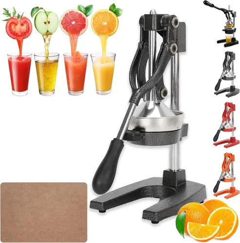Vista 9 de Exprimidor manual de hierro fundido, máquina de prensa manual de exprimidor de cítricos, exprimidor de naranja limón de acero inoxidable resistente