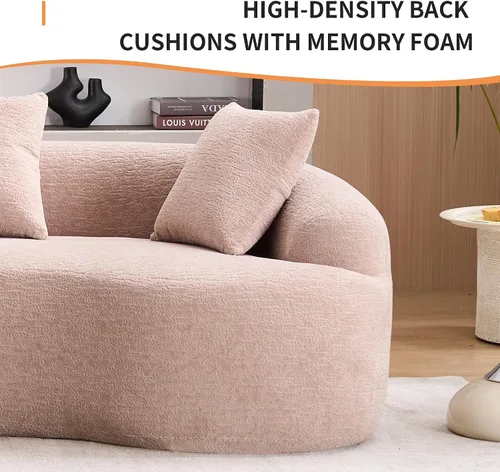 Vista 7 de Sofá modular curvado de 110 pulgadas para sala de estar, moderno sofá modular de felpa de felpa de gran tamaño con asiento profundo comprimido sin