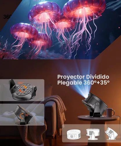 Vista 5 de Magcubic Proyector inteligente compatible con 2K, proyector portátil con WiFi 5 y Bluetooth 5.0, control de voz, Keystone automático, aplicaciones