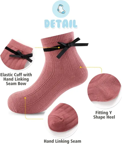 Vista 2 de Gwenvenni Calcetines de algodón para niñas y niños pequeños, calcetines de tobillo de corte bajo