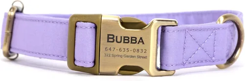 Vista 13 de Collar de perro personalizado con nombre y número de teléfono grabado, collar ajustable personalizado para cachorros, collar de algodón orgánico