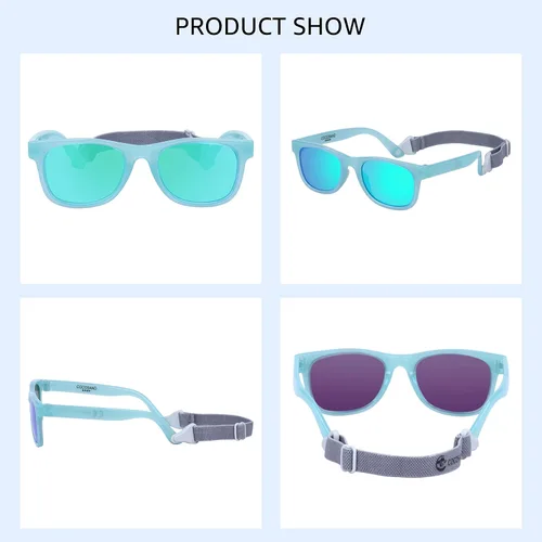 Vista 3 de COCOSAND Gafas de sol para bebé con correa, protección UV400, marco flexible para niñas y niños de 0 a 24 meses