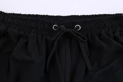 Vista 3 de Pantalones de tobillo medievales para hombre, disfraz de pirata vikingo, renacentista, con cordones, con bandas cónicas, pantalones casuales