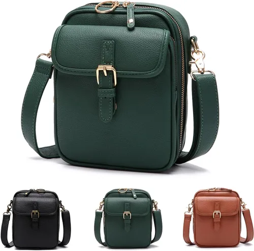Vista 6 de ChuLian Bolso cruzado vintage para mujeres y hombres, bolso bandolera pequeño, bolso bandolera grande con 10 ranuras para tarjetas