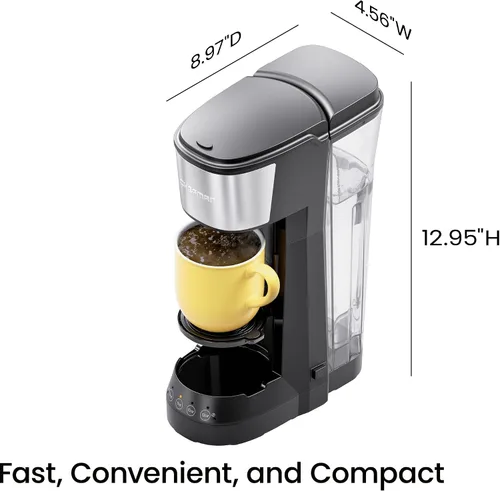 Vista 8 de CHEFMAN Cafetera de una sola porción, cafetera K Cup: compatible con cápsulas K-Cup y café molido, cafetera de goteo de 6 a 12 onzas, depósito