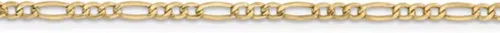 Vista 2 de 14K Amarillo Oro 2.50mm Figaro Cadena Tobillera 10inch