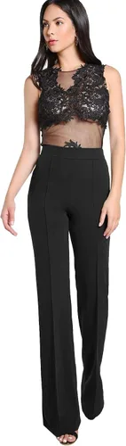 Vista 4 de SOLY HUX Pantalones largos de cintura alta y pierna recta para mujer, Negro