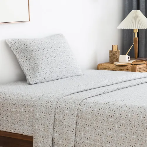 Vista 29 de KACEMOO Juego de sábanas Queen de 4 piezas con estampado floral beige, juego de sábanas bohemias de microfibra con bolsillo profundo, lujosas Beige