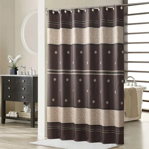 Vista 9 de Arlene - Cortina bohemia con borde bordado cosido azul para ventana, par de paneles de borlas blancas, cada uno de 42 pulgadas de ancho x 84