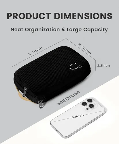 Vista 3 de Travelkin - Organizador de cables de viaje, organizador electrónico, bolsa organizadora de cables para cables, cargadores de teléfono, tarjeta SD