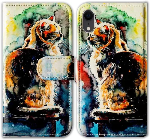 Vista 20 de Bcov Funda para iPhone XR, funda de piel con tapa y función atril para iPhone XR