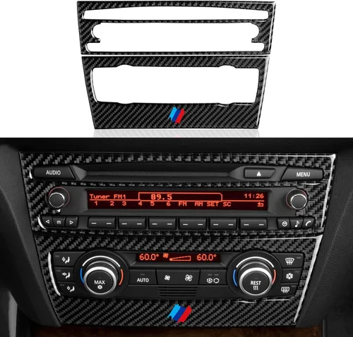 Vista 12 de Adhesivo de fibra de carbono para rejilla de aire acondicionado del panel de la consola central del coche, calcomanía decorativa compatible con BMW