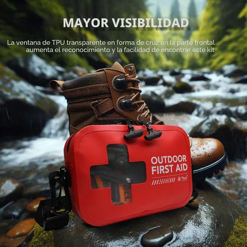 Vista 8 de Kit de primeros auxilios impermeable de 152 piezas, bolsa seca portátil para botes pequeños, bolsa de evacuación, kit médico de emergencia ideal