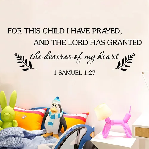 Vista 3 de Calcomanías de pared para niños, citas de las Escrituras, calcomanías de pared para este niño I Have Prayed, versículo bíblico de la Biblia