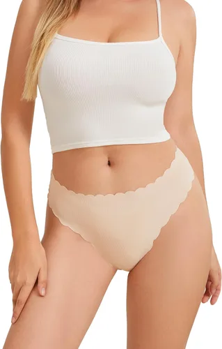 Vista 2 de Fyndoria Paquete de 6 tangas para mujer, ropa interior sin costuras para mujer, no se ve, elásticas, cómodas, de tiro bajo, sexy, tallas XS-L