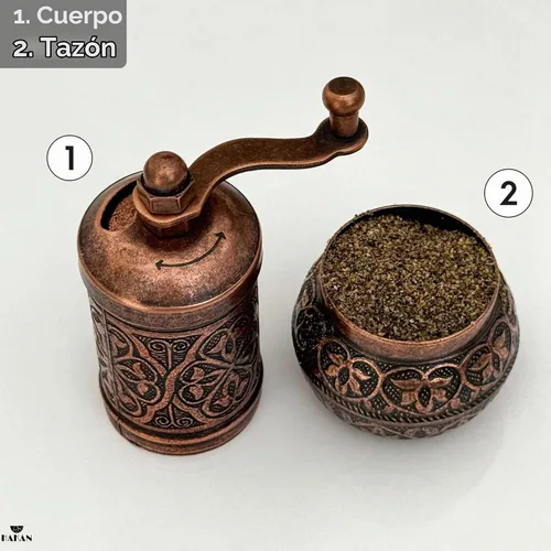 Vista 7 de Molinillo de sal y pimienta negra, molinillo de especias recargable, molinillo de pimienta turca vintage, molinillo de sal auténtico con grosor