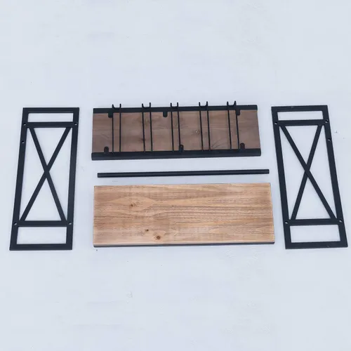 Vista 8 de MBQQ Estantes de vino rústicos montados en la pared con soporte para vidrio de 6 vástagos, estante de vino industrial de metal de 23.6 pulgadas