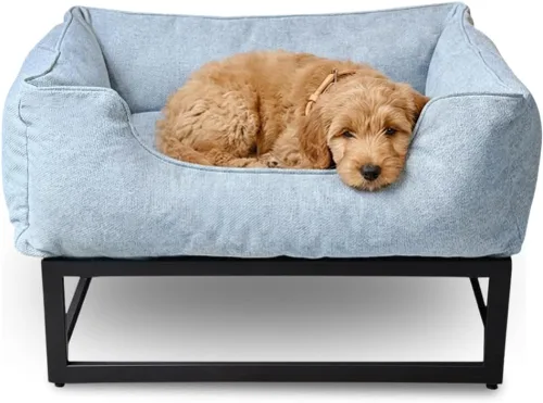 Vista 14 de FUZI Cama elevada para perro, camas elevadas de lujo para perros, funda extraíble y lavable a máquina, cama ortopédica para mascotas para interiores