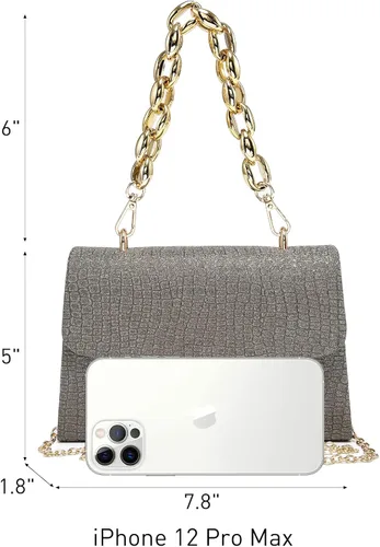 Vista 4 de Bolso de noche con purpurina brillante para mujer, bolso de mano con asa superior para boda, fiesta, graduación, cóctel nupcial