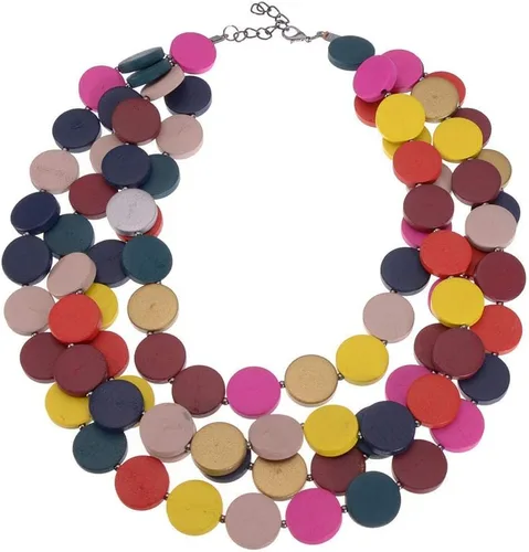 Vista 4 de Chunky Wooden Choker Necklace and Earrings Set for Women Girls,Colorful Bib Layered Necklace Boho Earrings,Handmade Statement African Jewelry Gifts