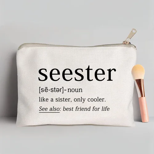 Vista 3 de Seester Like A Sister Only Cooler Seester Definition Funny Sister Cosmetic Bag Best Friend Gift Bestie Makeup Bag Funny Saying Travel Bag Best