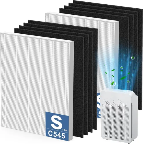 Vista 13 de C545 Filtro de repuesto HEPA S compatible con purificador de aire Winix C545, reemplaza a la parte 1712-0096-00 y 2522-0058-00, 1 filtro HEPA + 4
