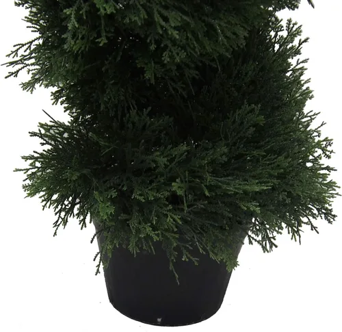 Vista 6 de Vickerman Árbol en espiral de cedro artificial de 3 pies de alto, cedro verde natural en maceta, resistente a los rayos UV, interior/exterior