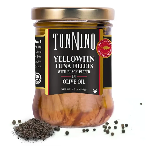 Vista 13 de Tonnino Filetes de atún bajos en calorías y sin gluten de aleta amarilla en aceite de oliva, 6.3 onzas, chile tailandés picante (paquete de 6))