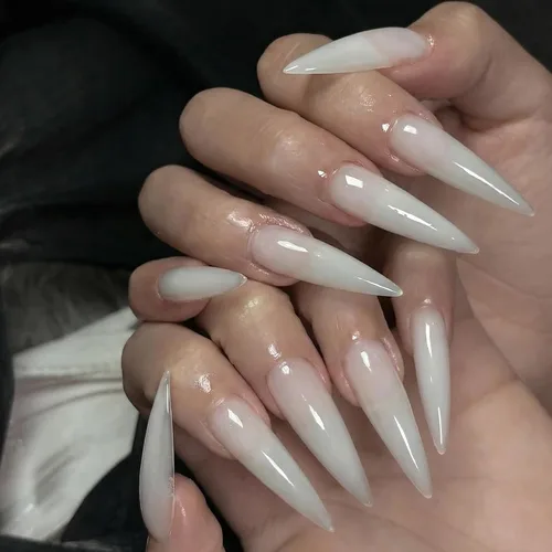 Vista 17 de SINHOT - Juego de 24 uñas postizas a presión extralargas, con forma de almendra, acrílicas, con pegamento, de cobertura completa, con diseños