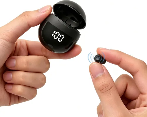 Vista 10 de Mini auriculares inalámbricos invisibles Bluetooth pequeños auriculares Beige