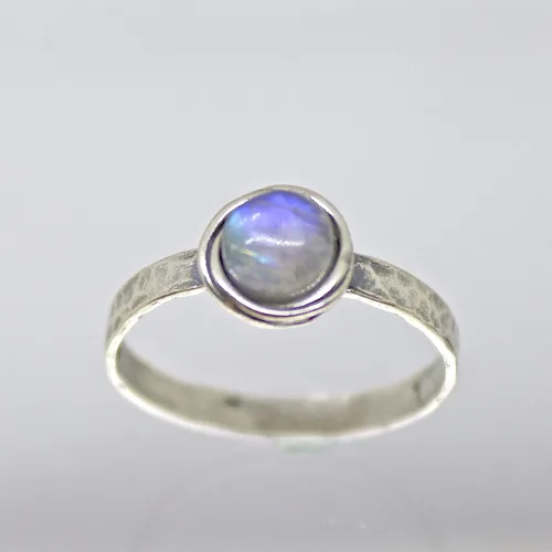 Vista 23 de Anillo de plata de ley con piedras preciosas para mujer, anillo apilable de piedra martillada, anillo de piedra natal