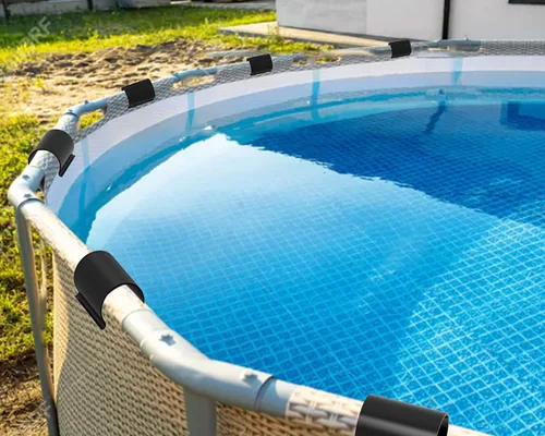 Vista 5 de Jetec 16 clips negros para cubierta de piscina para abrazaderas de cubierta de piscina sobre el suelo para abrazaderas de tubería de PVC de 1-1/2