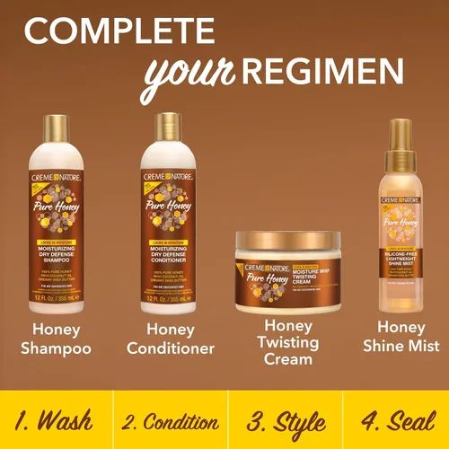 Vista 7 de Creme of Nature Pure Honey Define Moisture Whip Crema Moldeadora, Define y Alarga los Rizos, Fijación Duradera sin Rigidez, Regalo de Cuidado