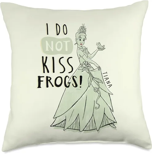 Vista 5 de Disney Princess Tiana I Do Not Kiss Frogs - Almohada de 15.7 x 15.7 in, multicolor