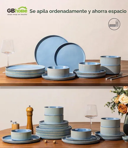 Vista 8 de GBHOME Stoneware Dinnerware Sets for 4, 12-Piece Plates and Bowls Set