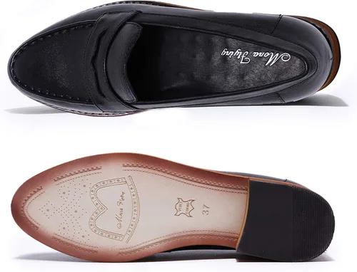 Vista 4 de Mona Flying Mocasines de cuero para mujer, estilo informal, planos, para mujeres y jóvenes