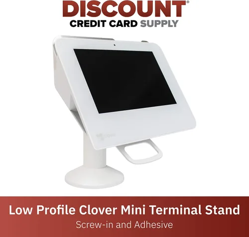 Vista 2 de DCCStands - Soporte de terminal giratorio e inclinable con trébol Mini/Clover Mini 3, perfil bajo, color blanco