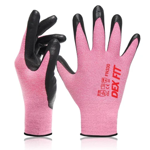 Vista 32 de DEX FIT FN330 - Guantes de trabajo de nitrilo, ajuste elástico 3D, agarre potente, táctil inteligente, recubierto de espuma resistente, fino