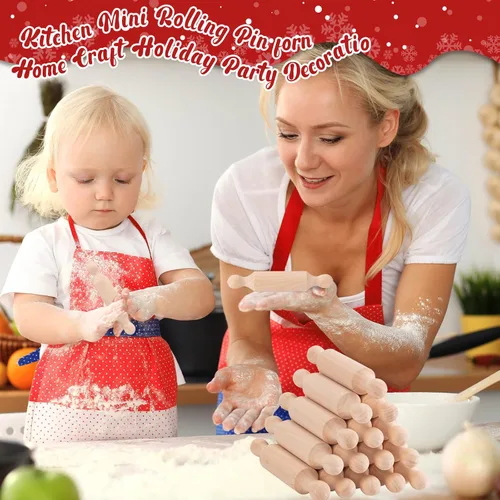 Vista 6 de 20 mini rodillos para manualidades, pequeño rodillo de masa de madera para niños en la cocina, hornear y juegos imaginativos, bandeja escalonada