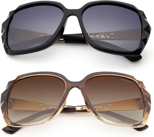 Vista 2 de LECKIRUT - Lentes de sol de gran tamaño para mujer lentes de sol clásicos y a la moda con protección UV polarizada