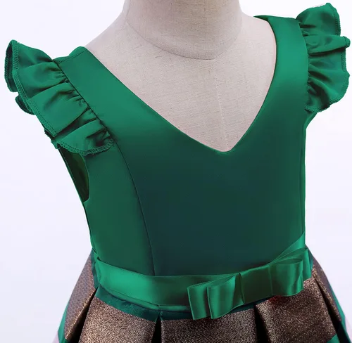 Vista 3 de NSSMWTTC 2-10T Vestidos de niña con rayas, vestido para niños pequeños, vestido de Navidad, vestido de boda, vestido de fiesta