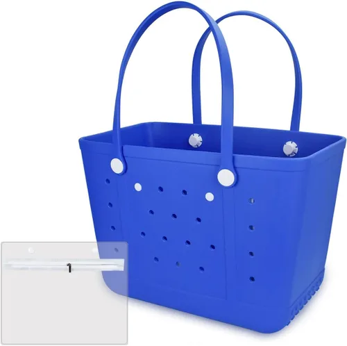 Vista 6 de Extra Large Rubber Beach Bag Tote Bag for Women Waterproof Bag Almendra