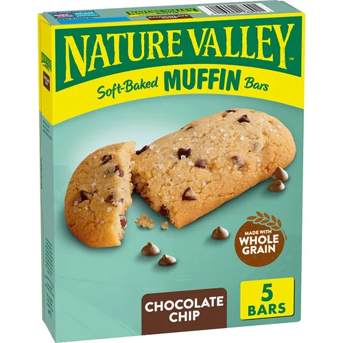 Vista 15 de Nature Valley Barras de magdalenas horneadas suaves, chispas de chocolate, barras de aperitivos, 10 barras, 12.4 onzas 8g Whole Grain per Serving