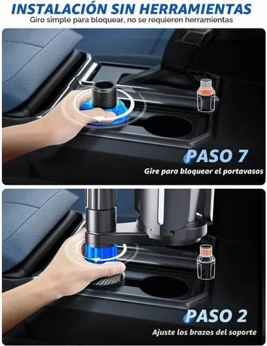 Vista 8 de Soporte para taza de tableta 2 en 1, soporte para bebidas extra para coche