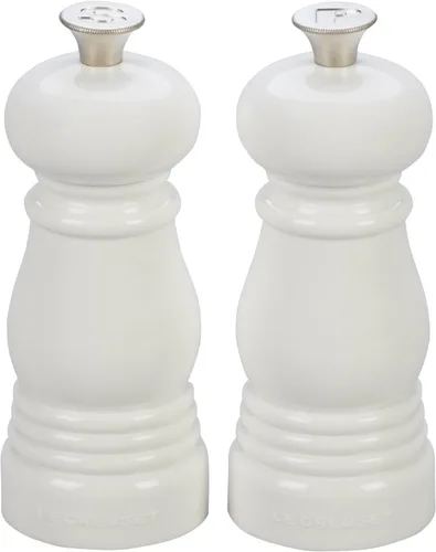 Vista 4 de Le Creuset Petite Juego de Molinillo de Sal y Pimienta, 5" x 2" cada uno, Blanco y Negro