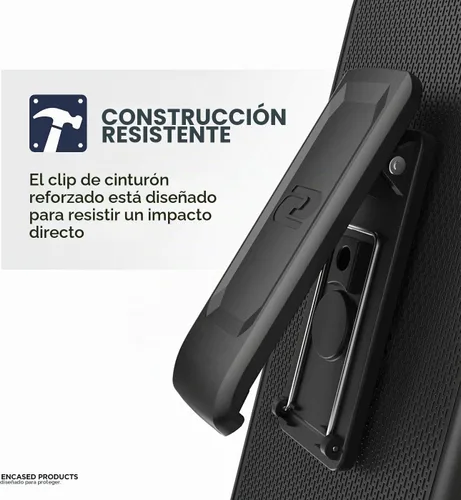 Vista 6 de Encased Funda para cinturón diseñada para iPhone 13 PRO MAX funda transparente con clip de funda (funda transparente con soporte para teléfono)