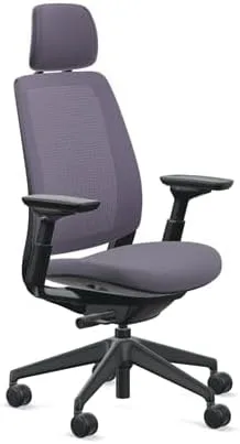 Vista 3 de Steelcase Silla de oficina serie 2 con reposacabezas, marco de grafito, respaldo de aire con 3D Microknit Cogent Connect Regaliz