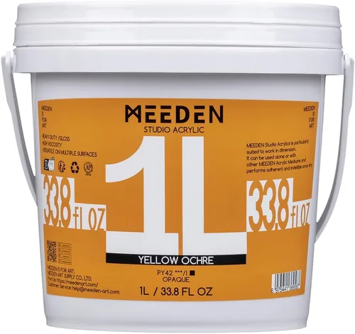 Vista 16 de MEEDEN Juego de pintura acrílica: 1L/33.8 oz x 12 colores pinturas acrílicas grandes a granel - Pinturas artísticas brillantes de cuerpo pesado