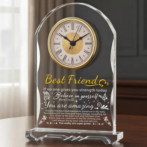 Vista 13 de Reloj de Cristal Significativo para Jubilación, Regalos para Mujeres y Hombres, Mejor Jefe de Todos, Feliz Reloj de Jubilación Placa de Regalo