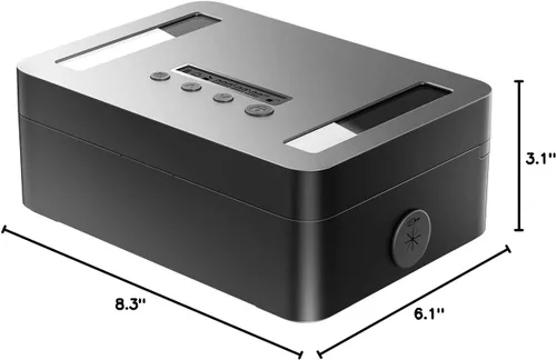 Vista 8 de Caja de bloqueo de tiempo de metal STARSIKI con desbloqueo de emergencia, caja de bloqueo de tiempo para teléfono con temporizador, contenedor